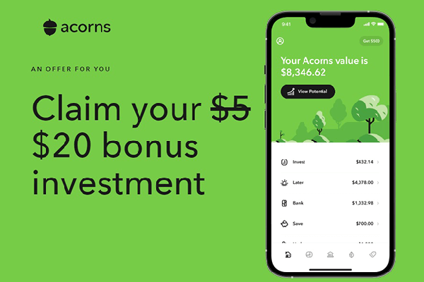 Acorns offers Free $20 Sign Up Bonus